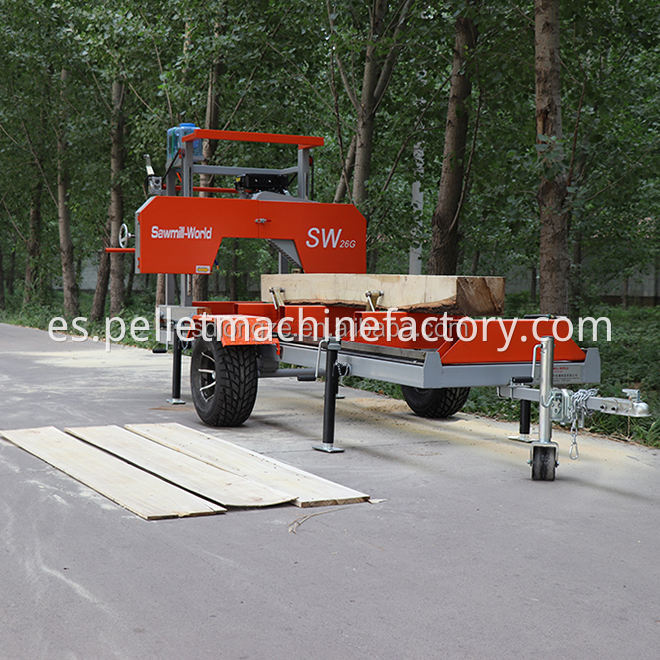 590 mm SW26 Gasoline /Electric /Diesel Sawmill portátil con remolque